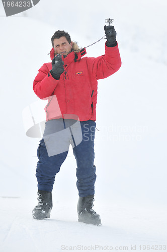 Image of weather meteo man measure wind speed