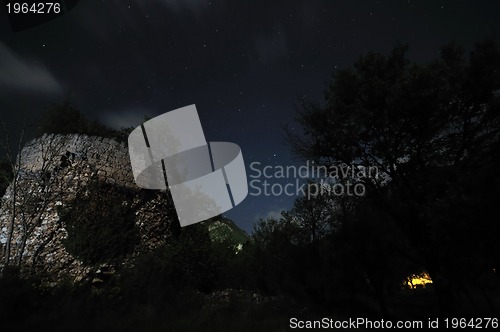 Image of wooden countryside house in night