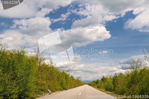 Image of countryroad adventure with beautiful sunset