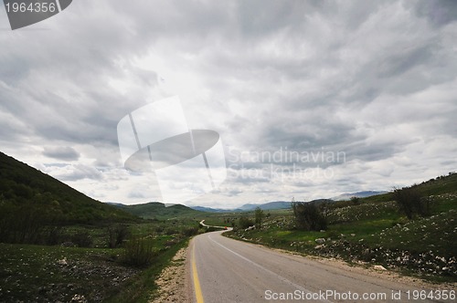 Image of countryroad adventure with beautiful sunset