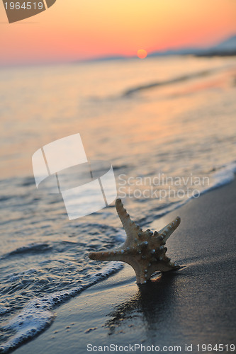 Image of summer beach sunset with star on beach