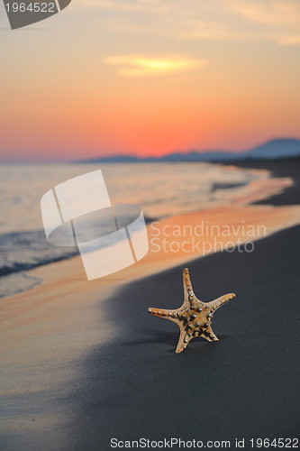 Image of summer beach sunset with star on beach