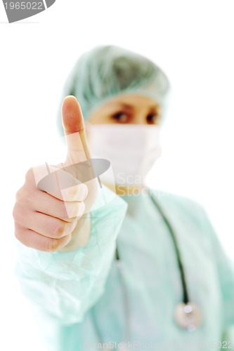 Image of happy nurse with stethoscope  isolated on white