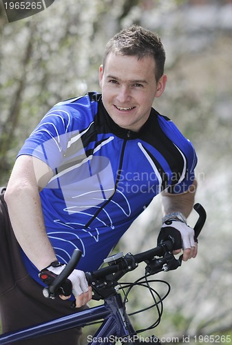 Image of bicyclist portrait during break