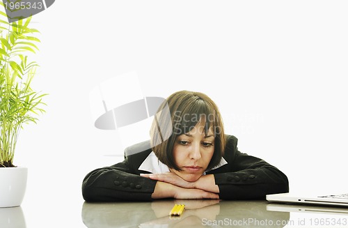 Image of bosiness woman choosing perfect pencil