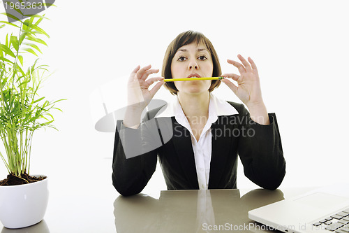 Image of business woman working on laptop