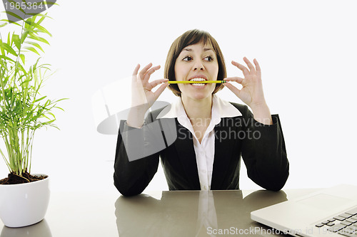 Image of business woman working on laptop