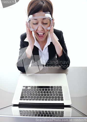 Image of business woman working on laptop