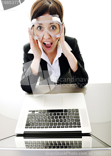 Image of business woman working on laptop