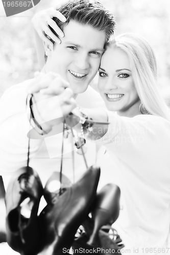 Image of romantic couple in love outdoor