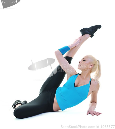 Image of fitness and exercise with blonde woman