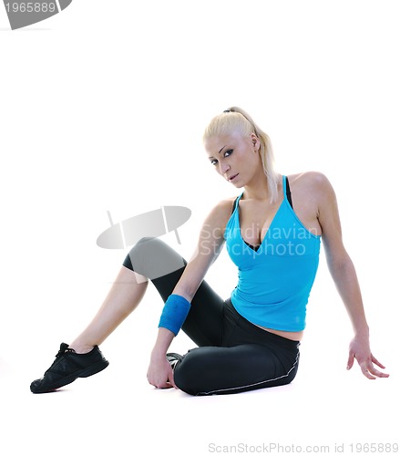 Image of fitness and exercise with blonde woman