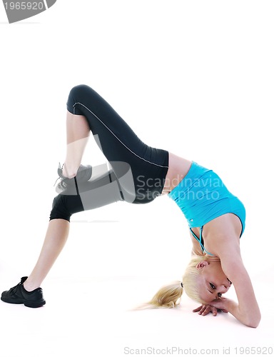 Image of fitness and exercise with blonde woman