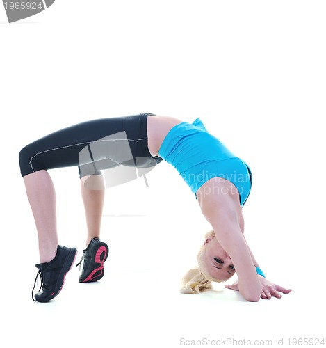 Image of fitness and exercise with blonde woman