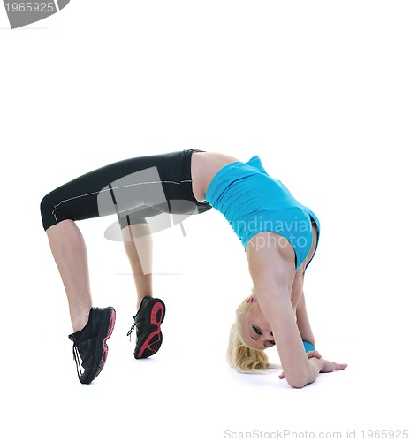Image of fitness and exercise with blonde woman
