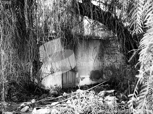 Image of Hidden door. Nicosia. Cyprus (b/w)