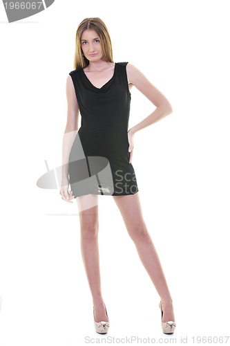 Image of blonde  female  model posing isolated on white background