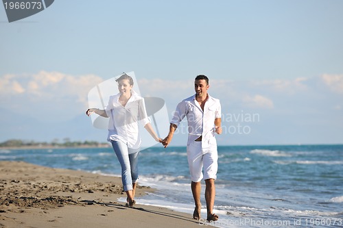 Image of happy young  family have fun on beach