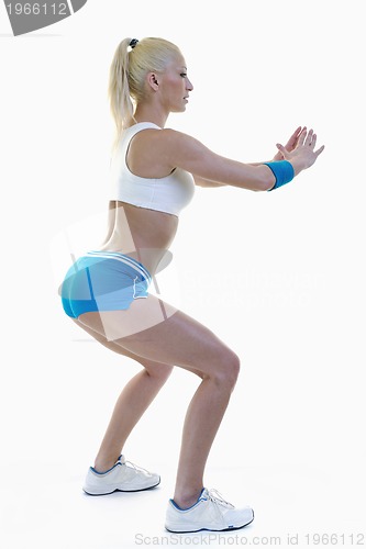 Image of fitness and exercise with blonde woman