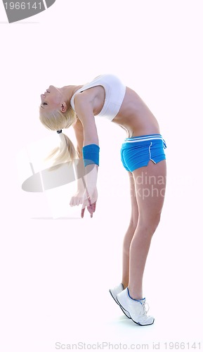Image of fitness and exercise with blonde woman
