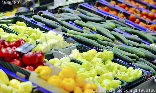 Image of fresh fruits and vegetables in supe market