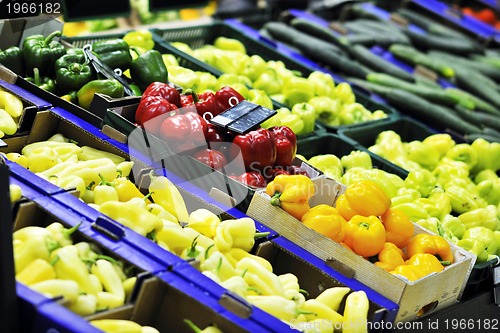 Image of fresh fruits and vegetables in supe market