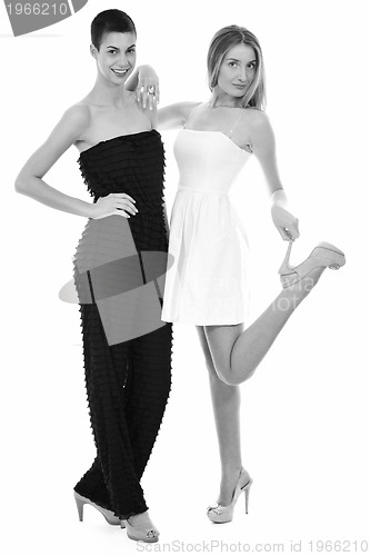 Image of two happy girl's portrait isolated on white background