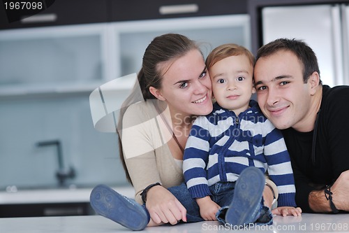 Image of happy young family have fun  at home