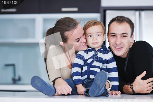 Image of happy young family have fun  at home