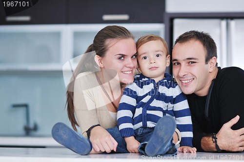 Image of happy young family have fun  at home