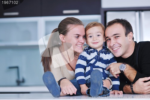 Image of happy young family have fun  at home