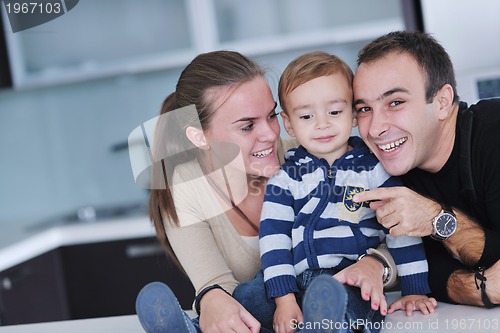 Image of happy young family have fun  at home