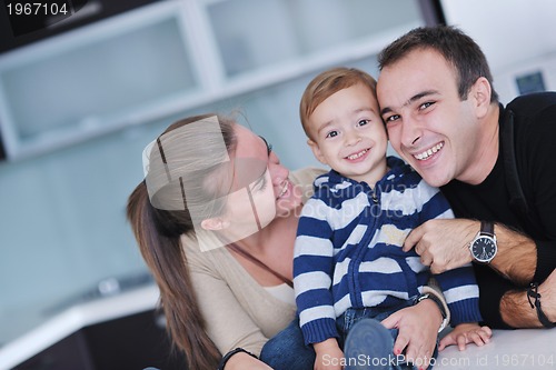 Image of happy young family have fun  at home