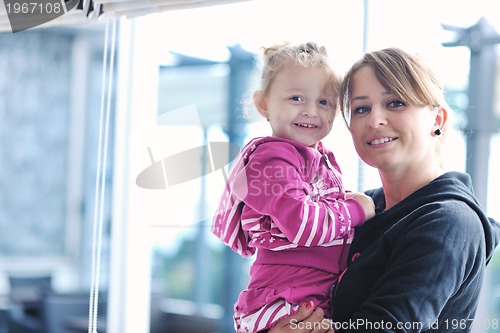 Image of happy young family have fun  at home
