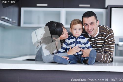 Image of happy young family have fun  at home