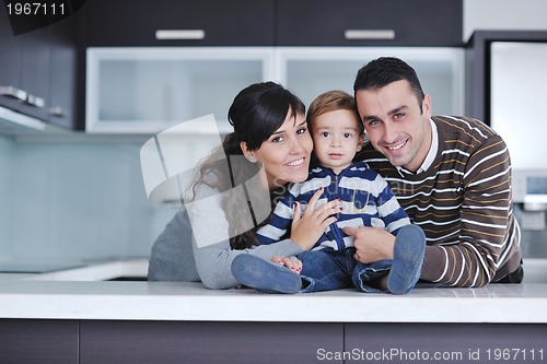 Image of happy young family have fun  at home