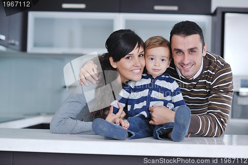 Image of happy young family have fun  at home