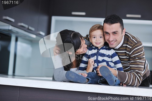 Image of happy young family have fun  at home