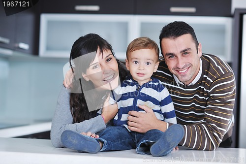 Image of happy young family have fun  at home