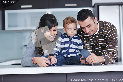 Image of happy young family have fun  at home