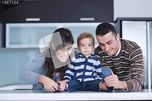 Image of happy young family have fun  at home