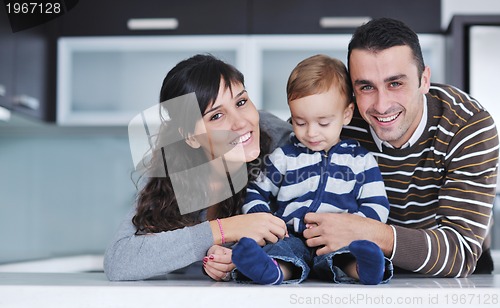 Image of happy young family have fun  at home