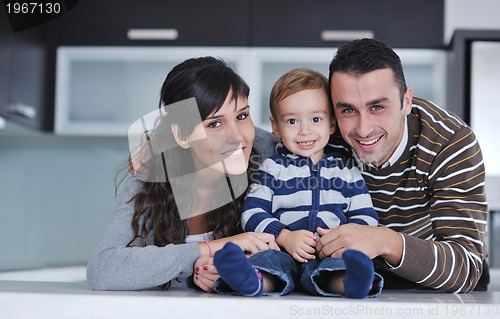 Image of happy young family have fun  at home