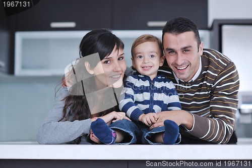 Image of happy young family have fun  at home