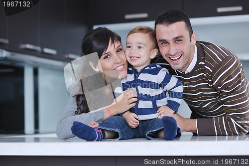 Image of happy young family have fun  at home