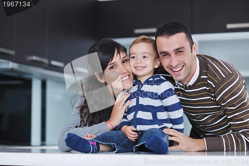 Image of happy young family have fun  at home