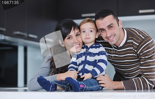 Image of happy young family have fun  at home
