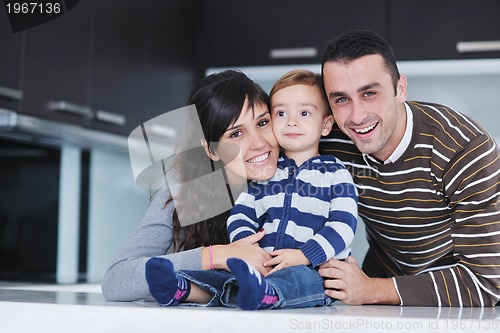 Image of happy young family have fun  at home