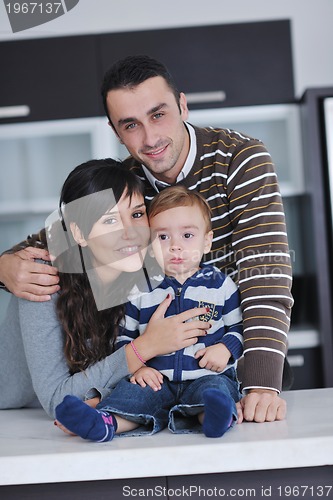 Image of happy young family have fun  at home