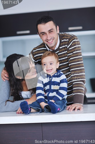 Image of happy young family have fun  at home